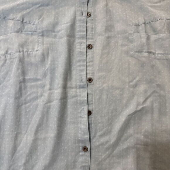 Lime Blue Lightweight Shirt Womens Large‎ Chambray Long Sleeve Button Down Tunic - Picture 3 of 10